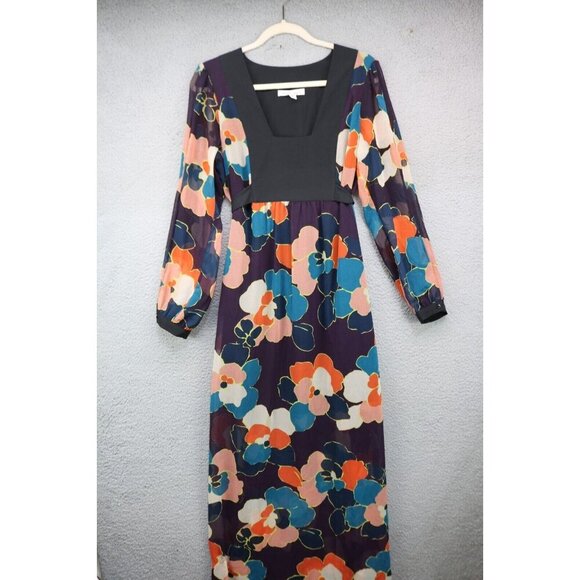 BCBGeneration Sheer Long Sleeve Maxi Dress-Size Medium-Lined-Whimsigoth - Picture 1 of 15
